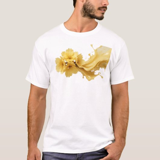 トレンディーな抽象的フラワーアート作品 Tシャツ (正面)