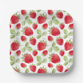 トレンディーな水彩草原の苺のベイビーシャワー ペーパープレート (正面)