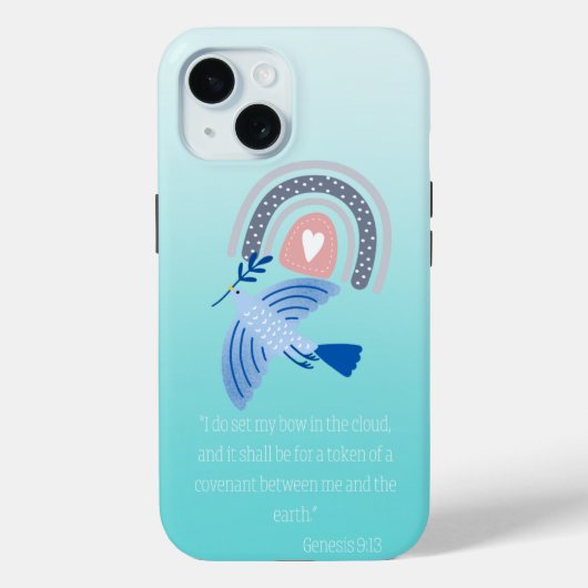トレンディーな聖書 ターコイズ フォークアート 鳥 ボホ レインボー Case-Mate iPhoneケース (裏面)