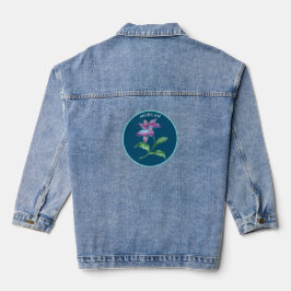 トレンディーな虹色の花 オーシャンブルーの円 名前 デニムジャケット