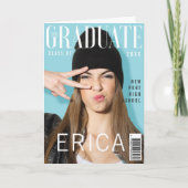 トレンディーな雑誌の表紙をイメージした卒業記念グッズ カード (正面)