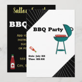 トレンディーなＢＢＱバーベキュー　バックヤードポットラックパーティー 招待状 (正面/裏面)