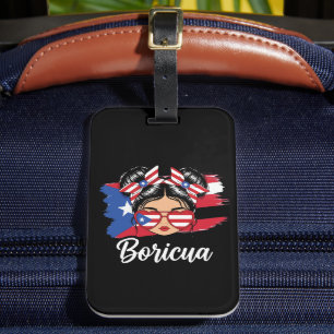 トレンディーなBoricua Girl プエルトリコの旗 ラゲッジタグ