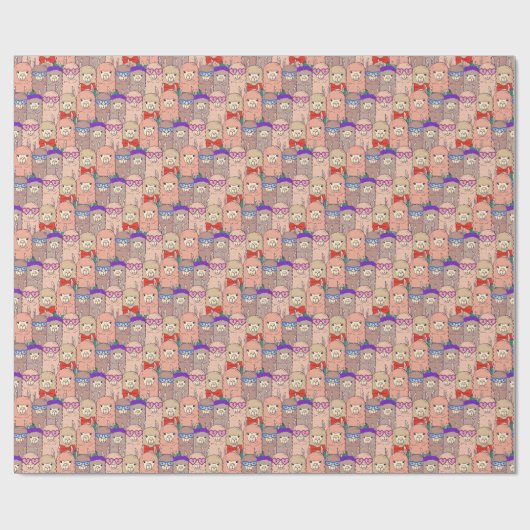 トレンディーによって服を着せられるラマパターン ラッピングペーパー (フラット)