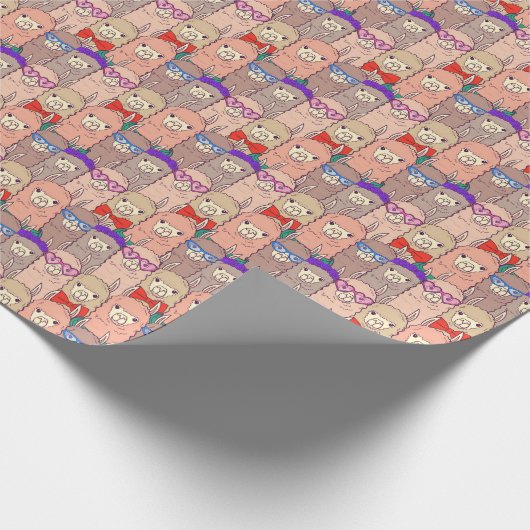 トレンディーによって服を着せられるラマパターン ラッピングペーパー (角)