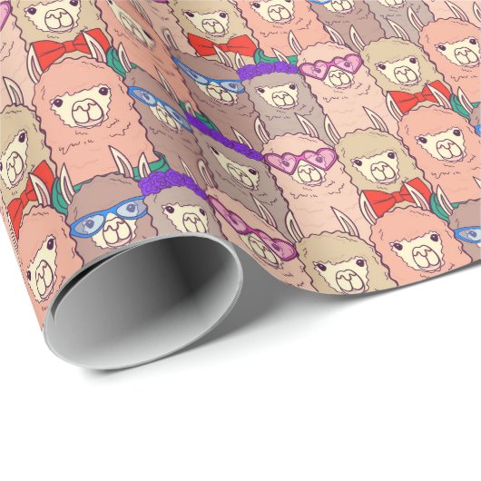 トレンディーによって服を着せられるラマパターン ラッピングペーパー (ロールコーナー)