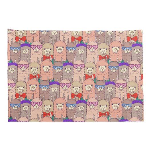 トレンディーによって服を着せられるラマパターン 枕カバー (裏面-右)