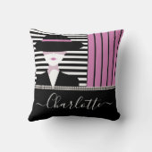 トレンディーのおしゃれな女性と帽子の装飾用クッション クッション (裏面)