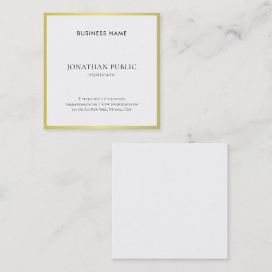 トレンディーのお洒落なデザインの創造的な金ゴールドの平野の贅沢 スクエア名刺 (正面/裏面)