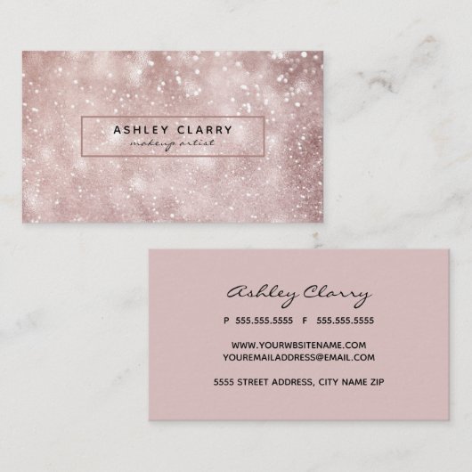 トレンディーのばら色の金ゴールドのグリッターのメーキャップアーティストのサロン 名刺 (正面/裏面)