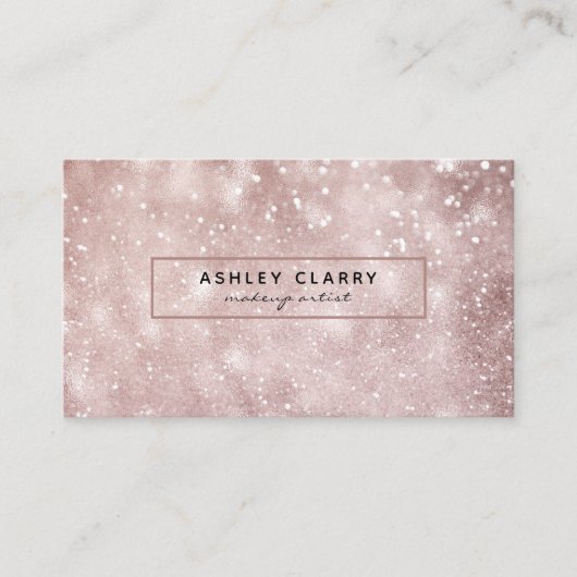 トレンディーのばら色の金ゴールドのグリッターのメーキャップアーティストのサロン 名刺 (正面)