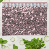 トレンディーのばら色の金ゴールドのフェイクなグリッターおよびダイヤモンド キッチンタオル (折り畳み)