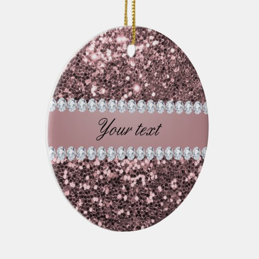 トレンディーのばら色の金ゴールドのフェイクなグリッターおよびダイヤモンド セラミックオーナメント (右)