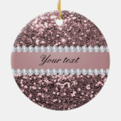 トレンディーのばら色の金ゴールドのフェイクなグリッターおよびダイヤモンド セラミックオーナメント (裏面)