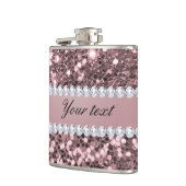 トレンディーのばら色の金ゴールドのフェイクなグリッターおよびダイヤモンド フラスク (左)