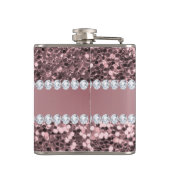 トレンディーのばら色の金ゴールドのフェイクなグリッターおよびダイヤモンド フラスク (裏面)