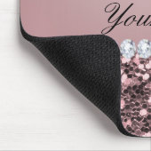 トレンディーのばら色の金ゴールドのフェイクなグリッターおよびダイヤモンド マウスパッド (コーナー)