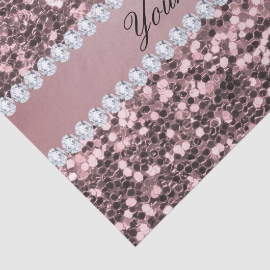 トレンディーのばら色の金ゴールドのフェイクなグリッターおよびダイヤモンド 薄葉紙 (詳細)