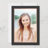 トレンディーのばら色の金ゴールドの卒業パーティーの写真の招待状 招待状 (裏面)