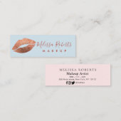 トレンディーのばら色の金ゴールドの唇のメーキャップアーティストの名刺 スキニー名刺 (正面/裏面)