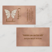 トレンディーのばら色の金ゴールドの蝶名刺 名刺 (正面/裏面)