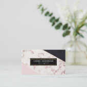 トレンディーのばら色の金ゴールド、大理石および黒の抽象的なライン 名刺 (スタンド正面)