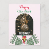 トレンディーのアーチ写真メリークリスマスの葉ピンク シーズンポストカード (正面)
