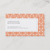 トレンディーのオレンジ色のパターン(インテリアデザイナ/サロン) 名刺 (裏面)