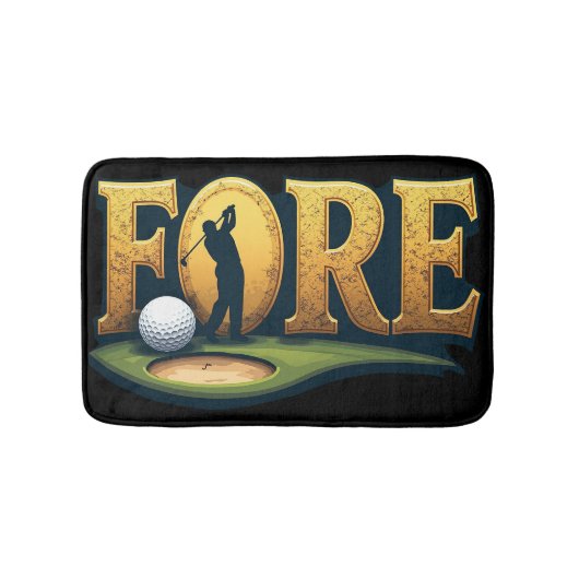 トレンディーのシルエット付きゴルフゴルフデザイン バスマット (正面)