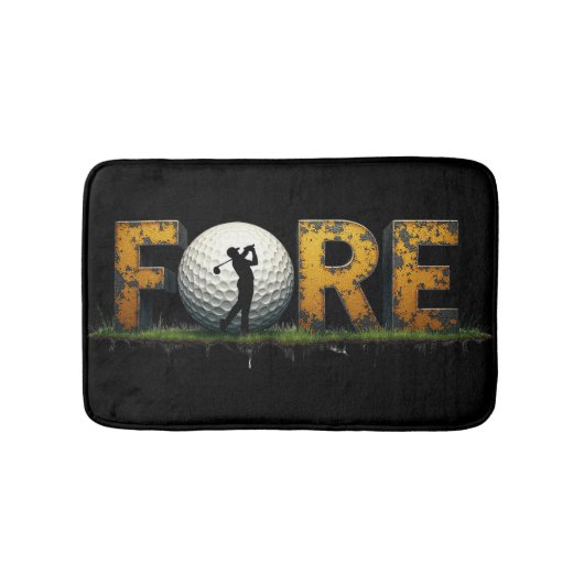 トレンディーのシルエット付きゴルフゴルフデザイン バスマット (正面)