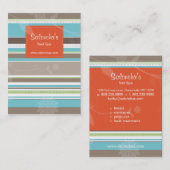 トレンディーのストライプなサロンの名刺のオレンジ 名刺 (正面/裏面)