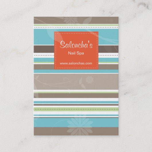 トレンディーのストライプなサロンの名刺のオレンジ 名刺 (正面)