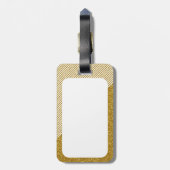 トレンディーのストライプなモノグラムの金ゴールドのグリッターの写真のプリント ラゲッジタグ (裏面縦)