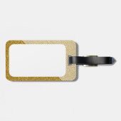 トレンディーのストライプなモノグラムの金ゴールドのグリッターの写真のプリント ラゲッジタグ (裏面横)