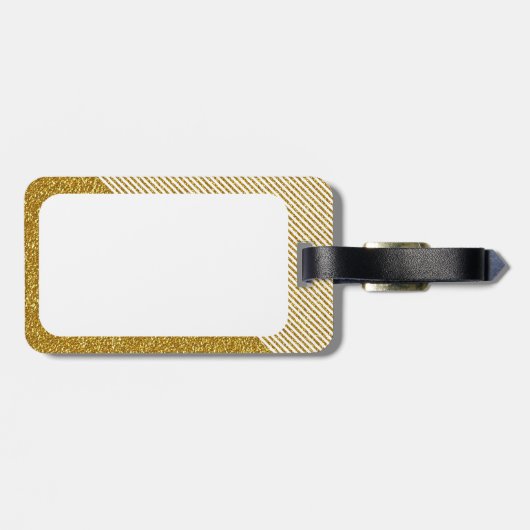 トレンディーのストライプなモノグラムの金ゴールドのグリッターの写真のプリント ラゲッジタグ (裏面横)