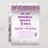 トレンディーのダブルデジットの時代誕生日 招待状 (正面/裏面)