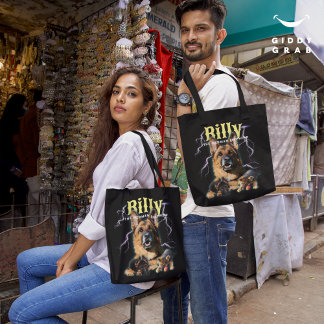 トレンディーのパーソナライズされたBootleg Dog写真90s トートバッグ