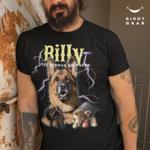 トレンディーのパーソナライズされたBootleg Dog写真90s Tシャツ