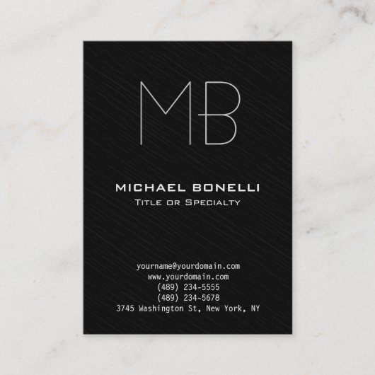 トレンディーのモダンぽちゃりと黒いグレーの名刺 名刺 (正面)