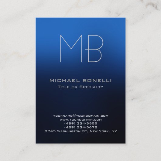 トレンディーのモダン濃い青の名刺 名刺 (正面)