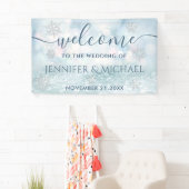 トレンディーのロマンチックな輝く冬の雪結婚片 横断幕 (インサイチュ)