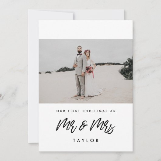 トレンディーの初めてのクリスマスを写真のMr & Mrs 招待状 (正面)