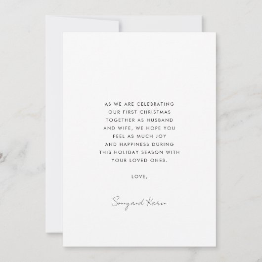 トレンディーの初めてのクリスマスを写真のMr & Mrs 招待状 (裏面)