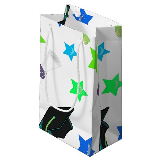 トレンディーの卒業キャップと星 スモールペーパーバッグ (正面アングル)