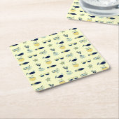 トレンディーの夏のアイコンのパターン スクエアペーパーコースター (アングル)