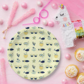 トレンディーの夏のアイコンのパターン ペーパープレート (パーティー)