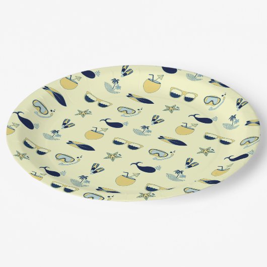 トレンディーの夏のアイコンのパターン ペーパープレート (アングル)