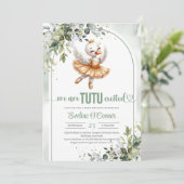 トレンディーの小さな白鳥と金ゴールドツチュドドレス緑 招待状 (スタンド正面)