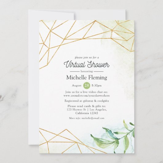 トレンディーの幾何学的な仮想ベビーまたはブライダルシャワー 招待状 (正面)