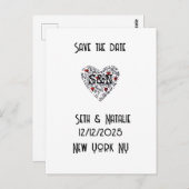 トレンディーの愛ハート日付を保存 ポストカード (正面/裏面)